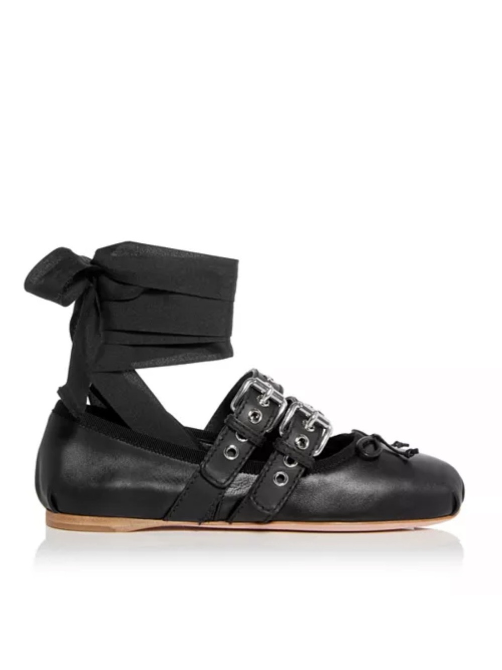 NWT Miu Miu Women’s Buckled Ankle Tie Ballet Flats sz35.5 - Picture 6 of 9